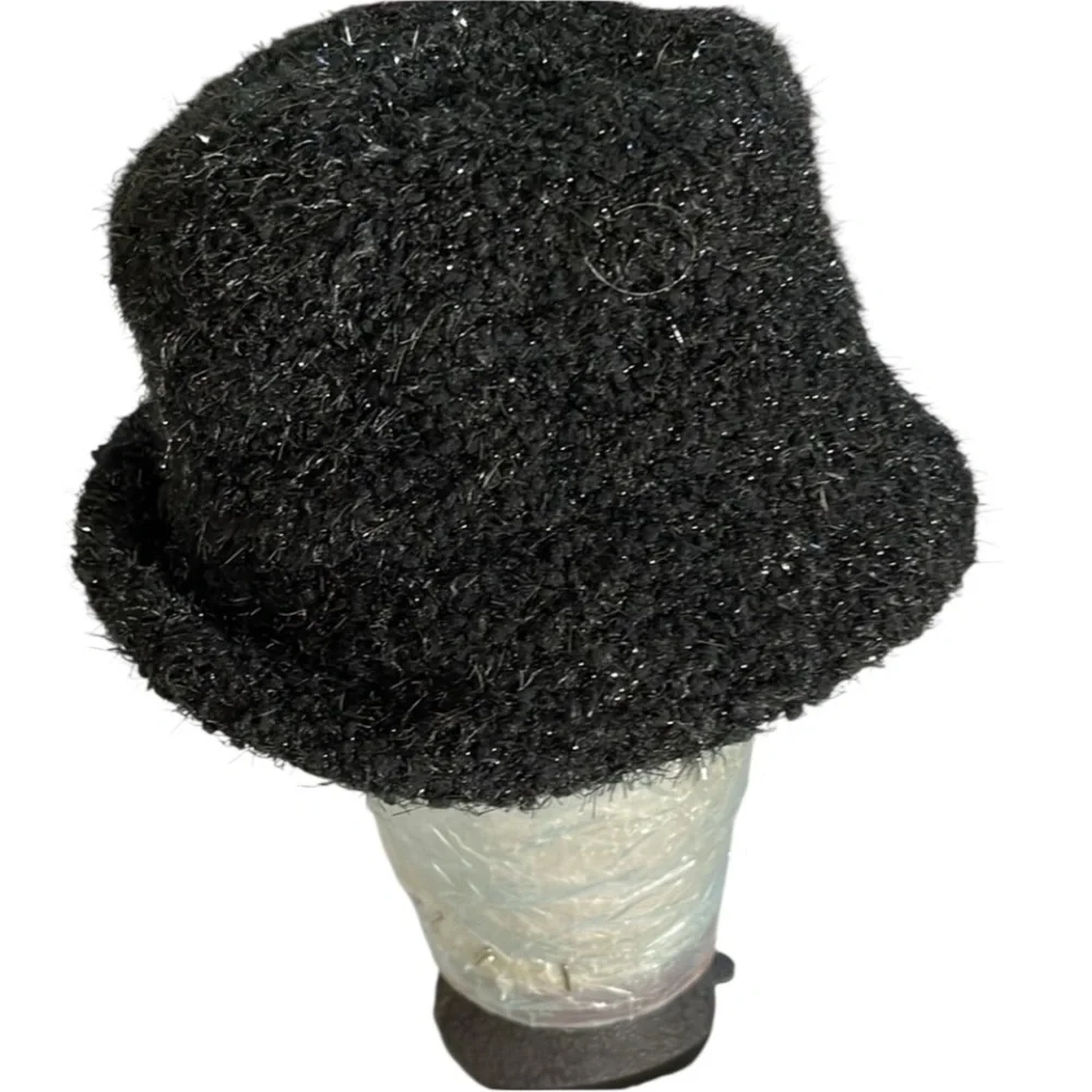 Cejon one size black one size bucket hat with silver threading a bit of sparkle